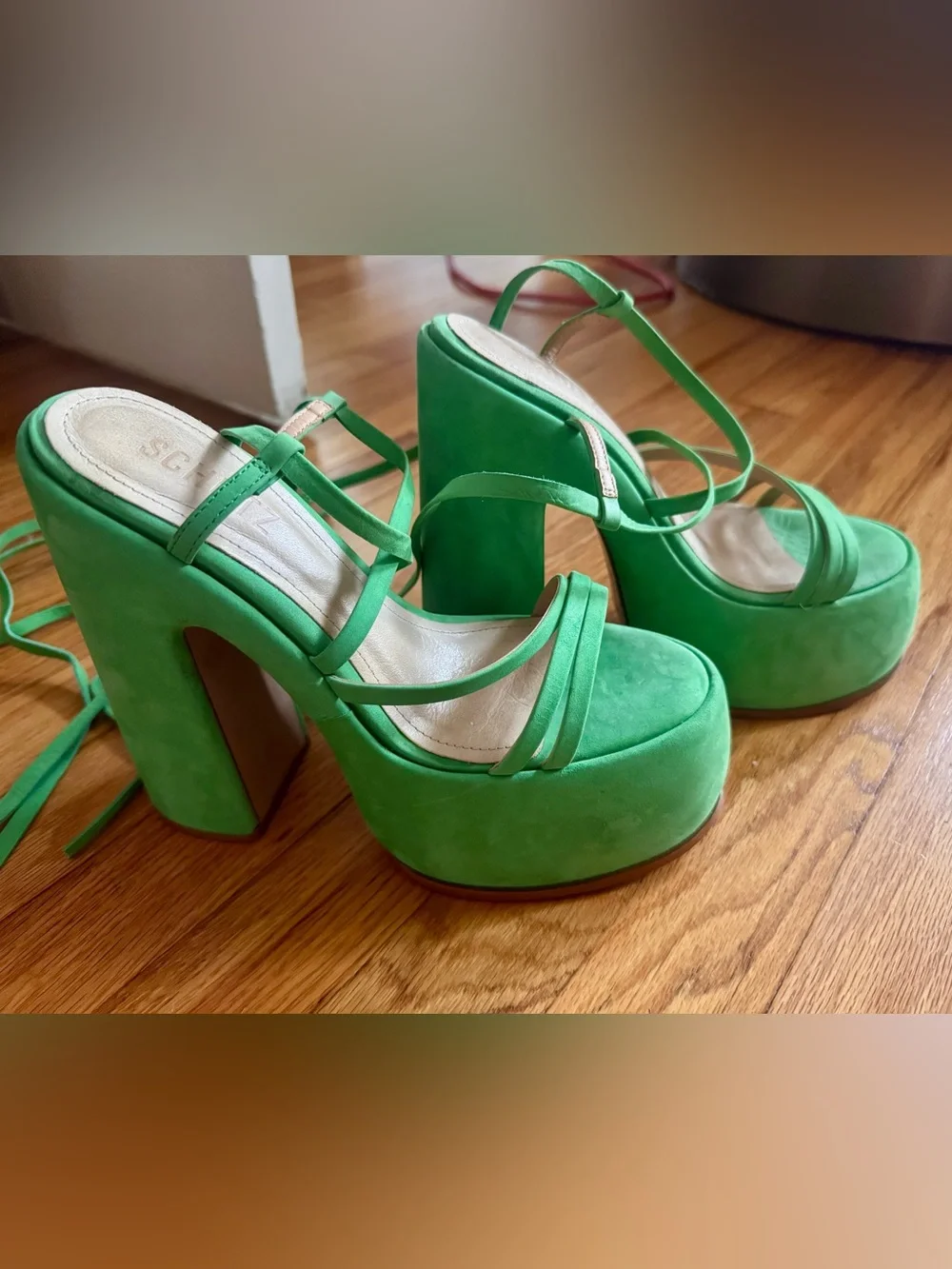 Schutz nubuck platform lace up heels